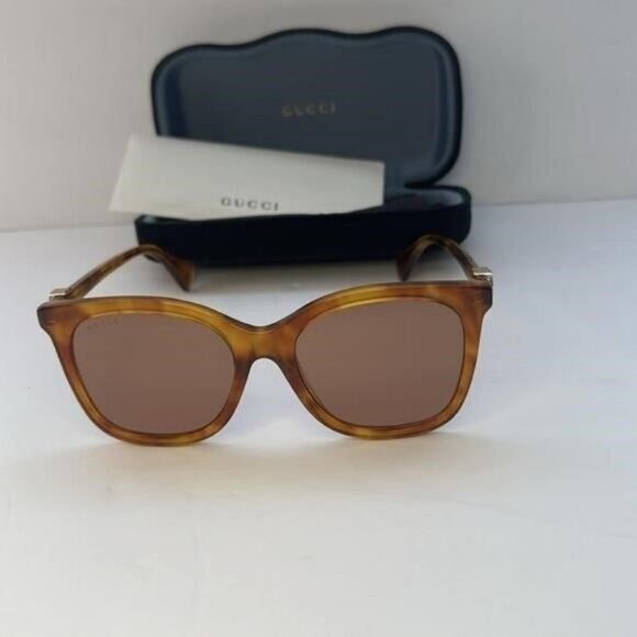 New- Authentic 💯GG1071S 003 55 GUCCI HAVANA CAT-EYE SUNGLASSES - Picture 3 of 13